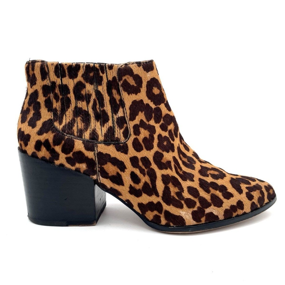 1.STATE Leopard Print Calf Hair Ankle Booties Women's Size 8M Block Heel